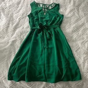 Skies Are Blue green belted dress